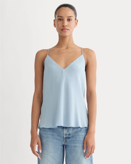 The Tie Back Cami in Washable Silk | Soft Blue