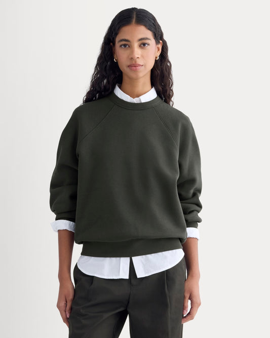 Luxe Fleece Raglan Crewneck | Washed Black