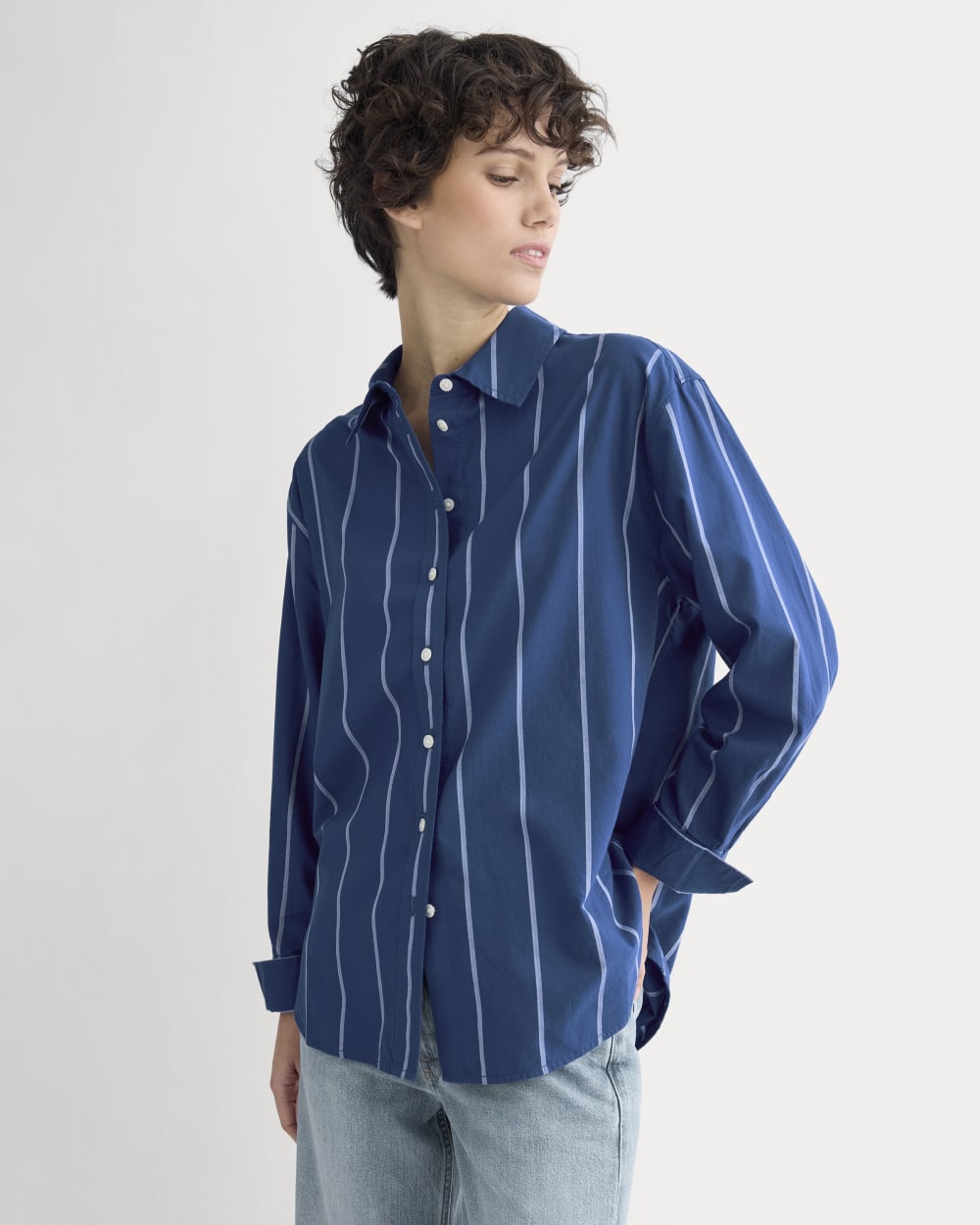 Everyday Shirt in Silky Cotton | Estate Blue/Open Air/White