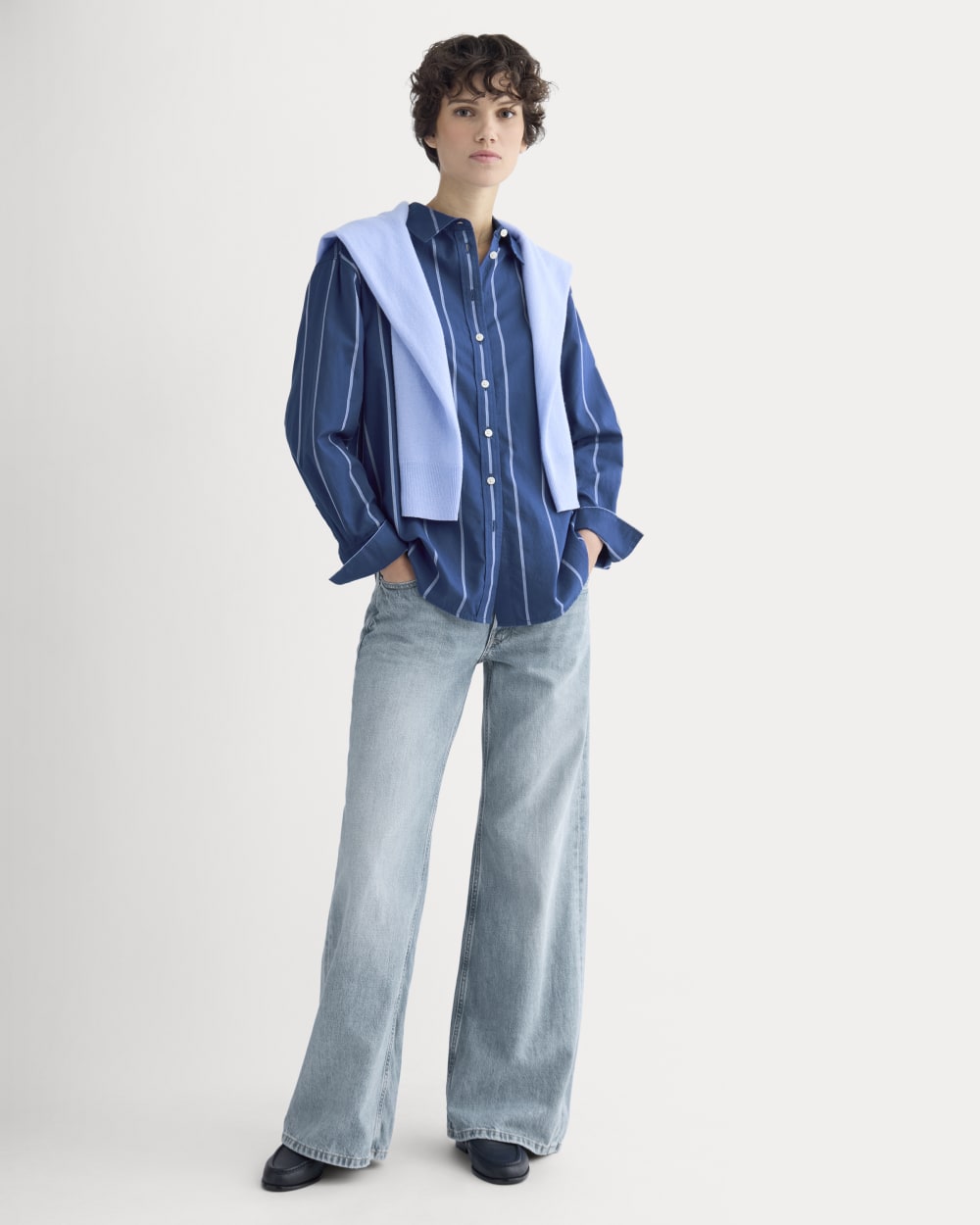 Everyday Shirt in Silky Cotton | Estate Blue/Open Air/White