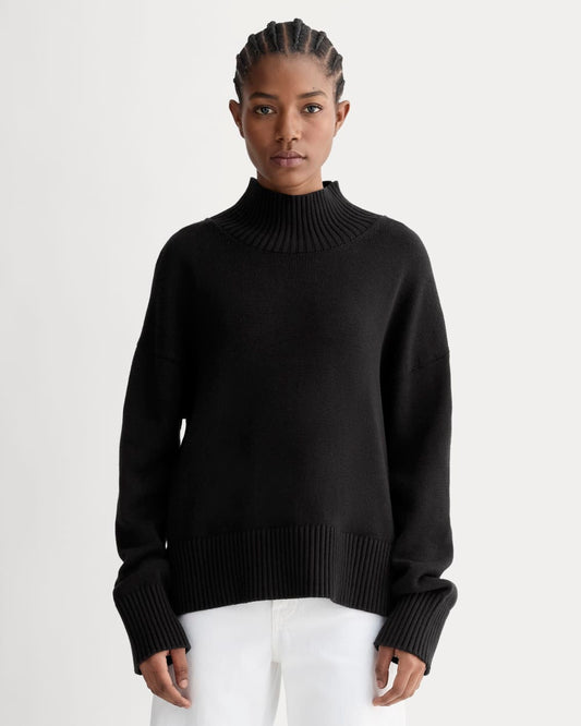 The Boxy Turtleneck in Everyday Cotton | Black