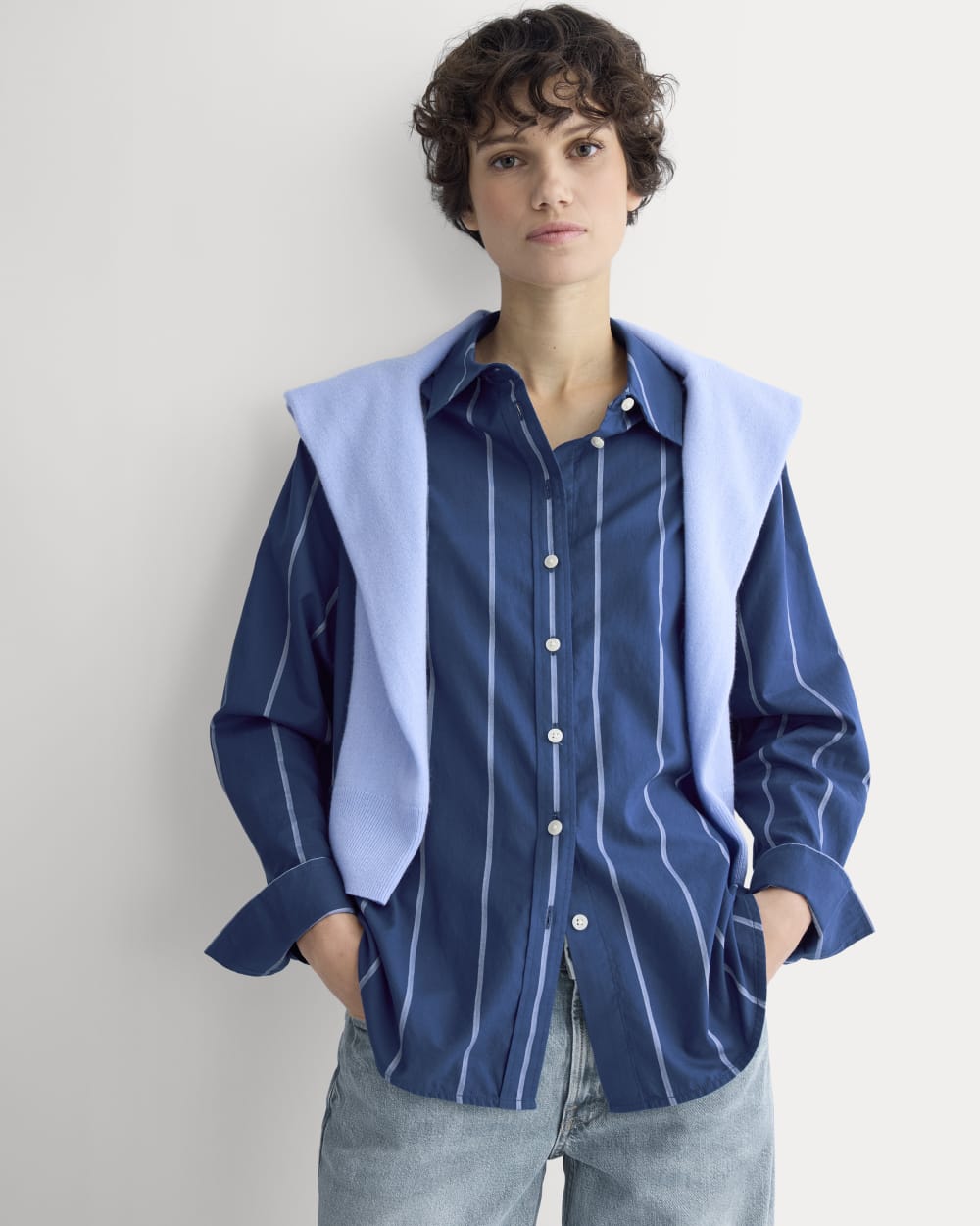 Everyday Shirt in Silky Cotton | Estate Blue/Open Air/White