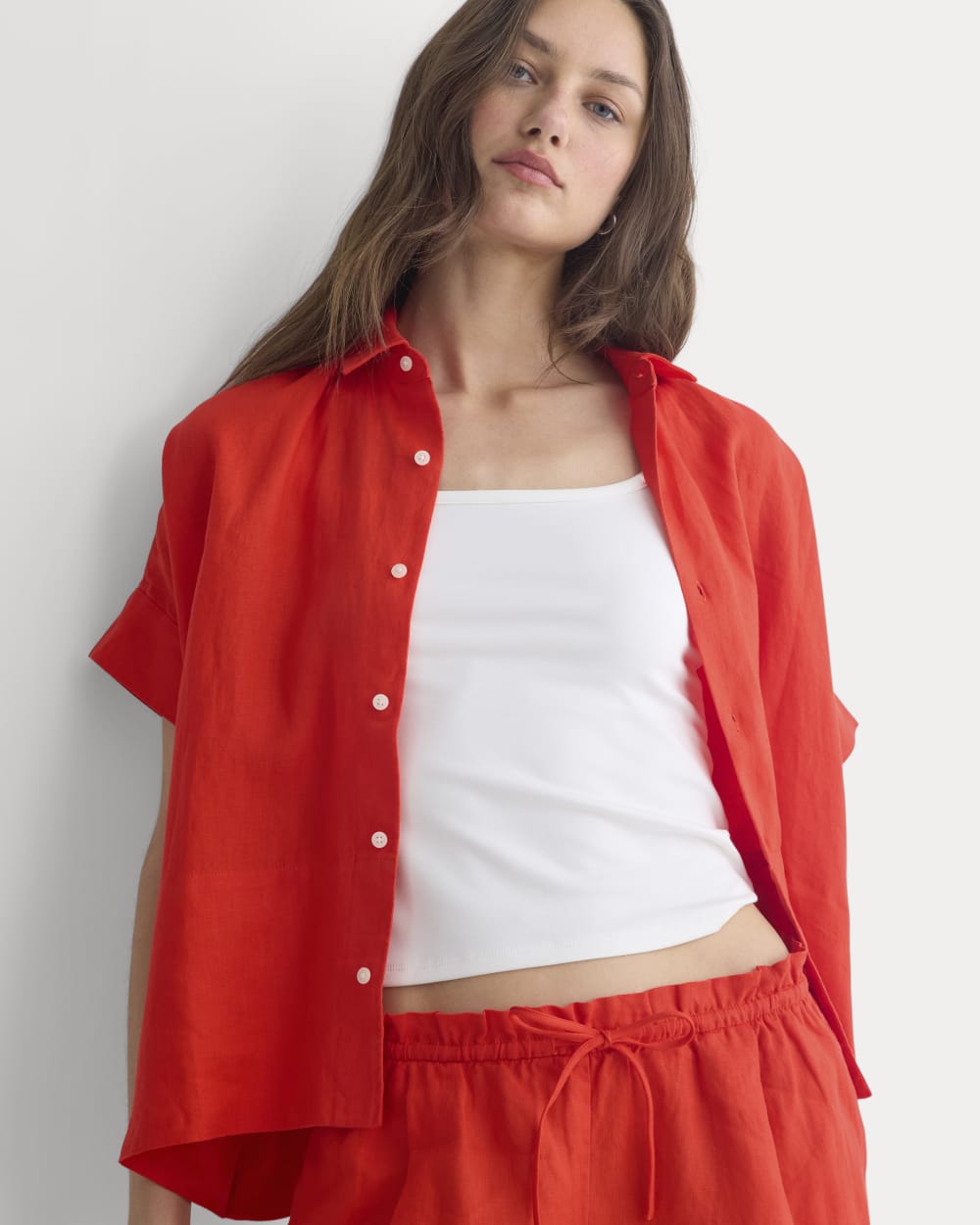 The Boxy Shirt in Linen | Fiery Red