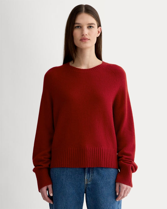 The Boxy Crew in Cashmere | Berry Red